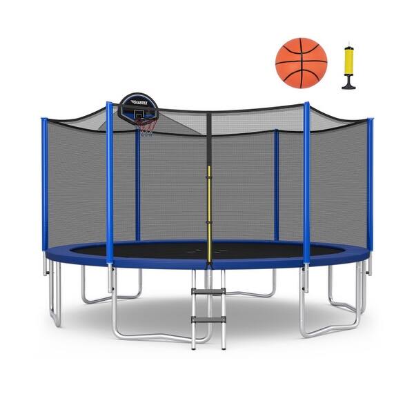 slide 2 of 14, 12/14/15/16 Feet Outdoor Recreational Trampoline with Enclosure Net