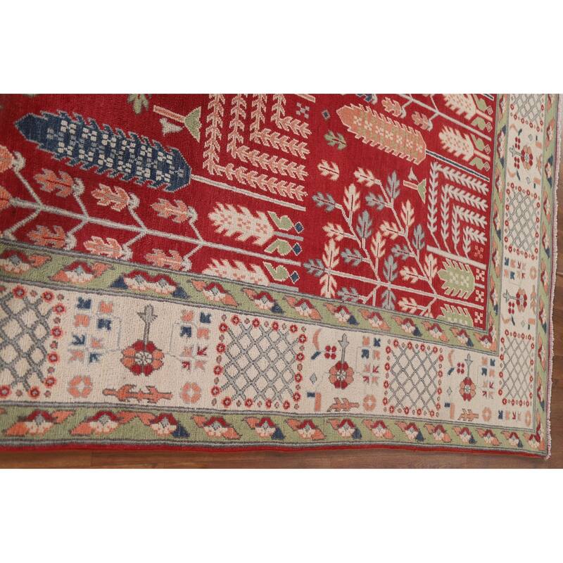 Hand Knotted Oriental 100% Wool Carpet Traditional Geometric Red Kazak Area Rug - 10' 0'' X 6' 4''