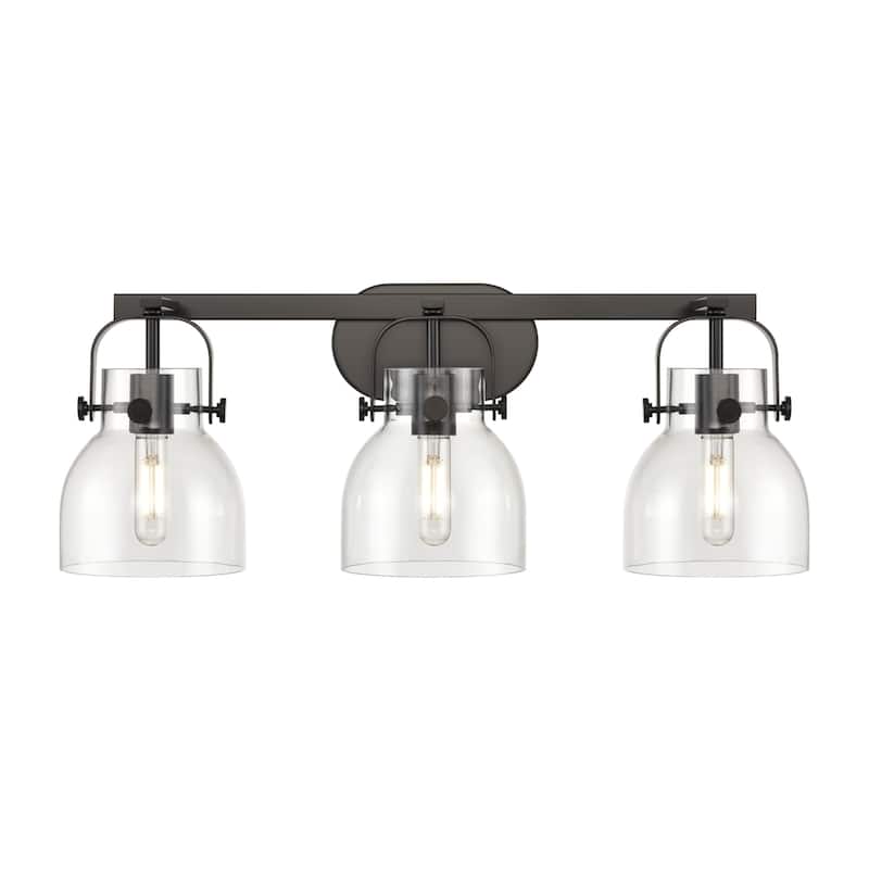 Innovations Lighting 423-3W-10-27 Pilaster II Bell Vanity Pilaster II - Matte Black / Clear