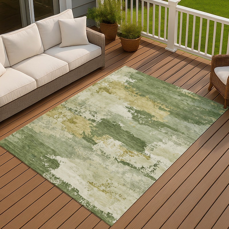 Machine Washable Indoor/ Outdoor Chantille Rug - Olive - 2'6" x 3'10"