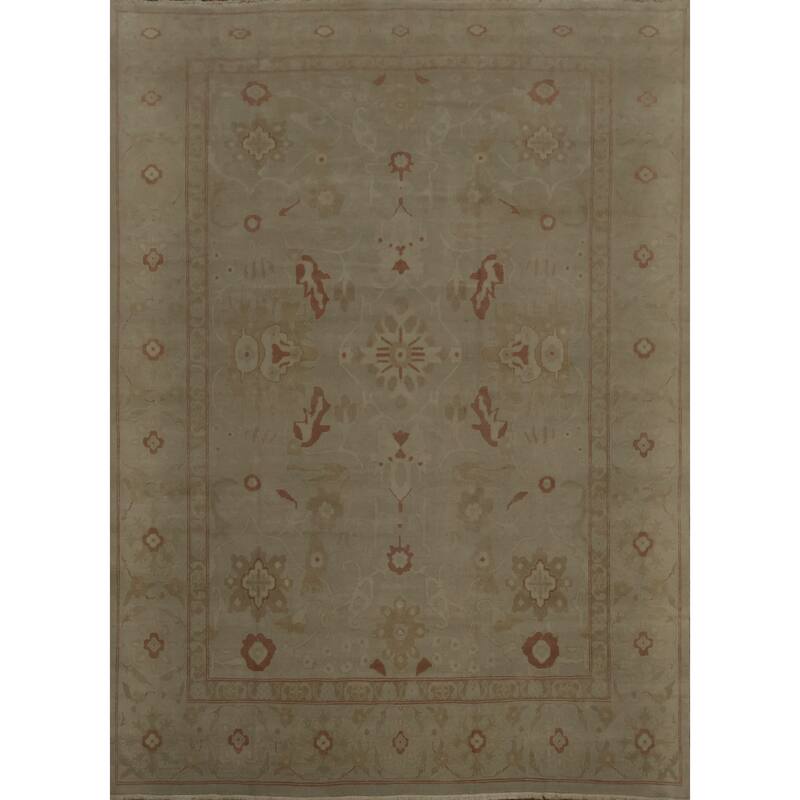 Hand Knotted Oriental 100% Wool Carpet Traditional All-Over Beige & Ivories Ziegler Area Rug - 12' 2'' X 8' 10''