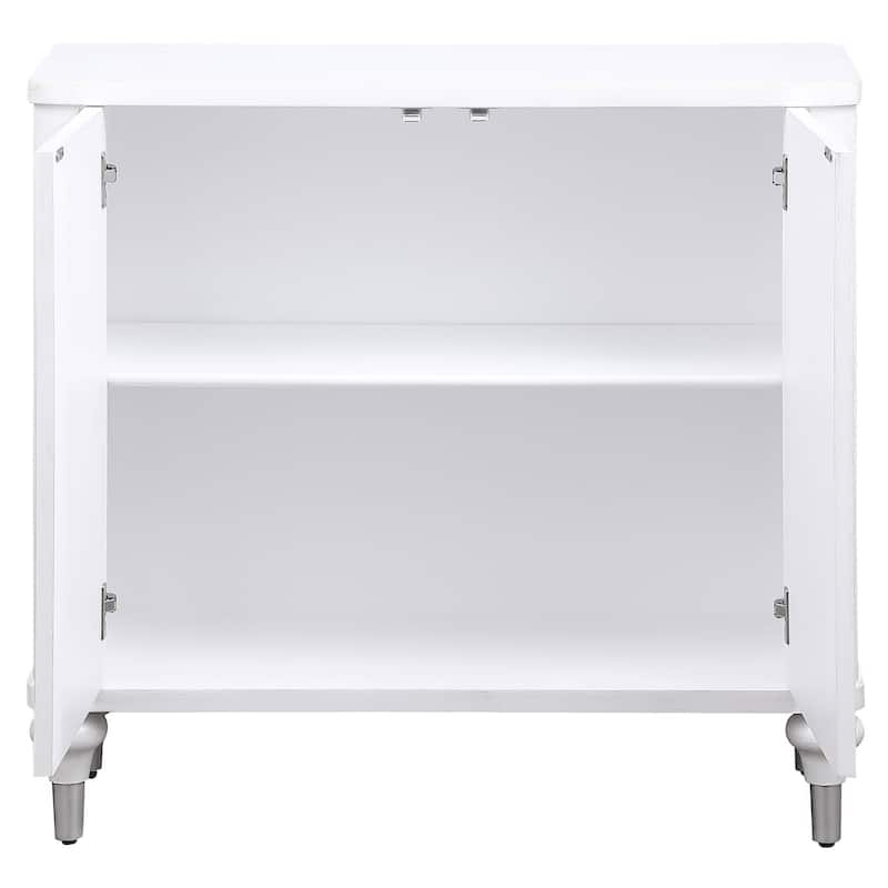 Cardella 2-Door Mandala Accent Cabinet Distressed White