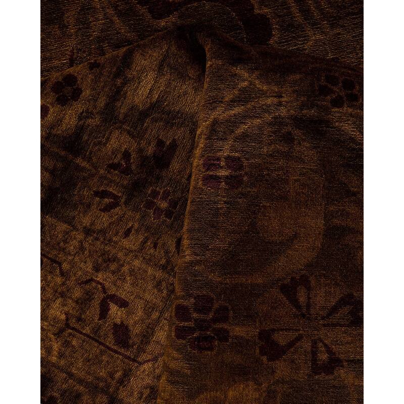 Overdyed, One-of-a-Kind Hand-Knotted Area Rug - Brown - 9' 0" x 11' 10"