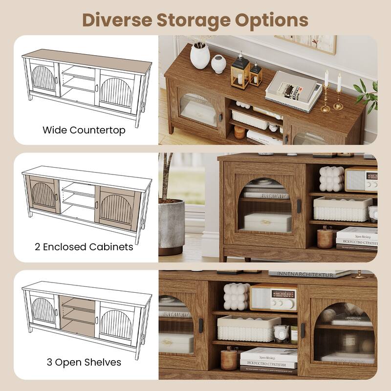 Gymax Farmhouse TV Stand for TVs up to 65'' Modern Vintage TV Cabinet