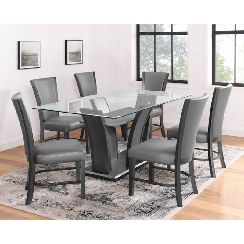 2pc Contemporary Glam Upholstered Dining Side Chair Padded Fabric Upholstery Rich Black Color Wooden Furniture