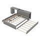 preview thumbnail 34 of 35, Full Size Platform Bed with Trundle and Drawers Wood Full Bed Frame with a Rolling Shelf Platform Bed with Desk - White