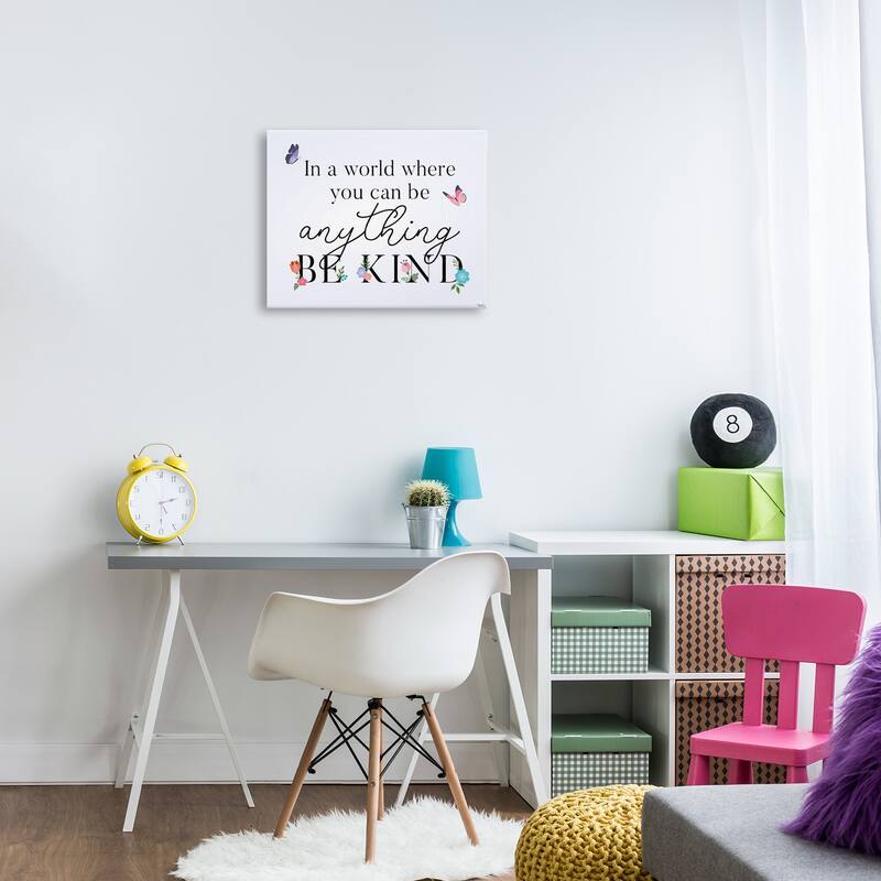 Stupell Floral & Butterflies Be Kind Canvas Wall Art Design By Gigi Louise