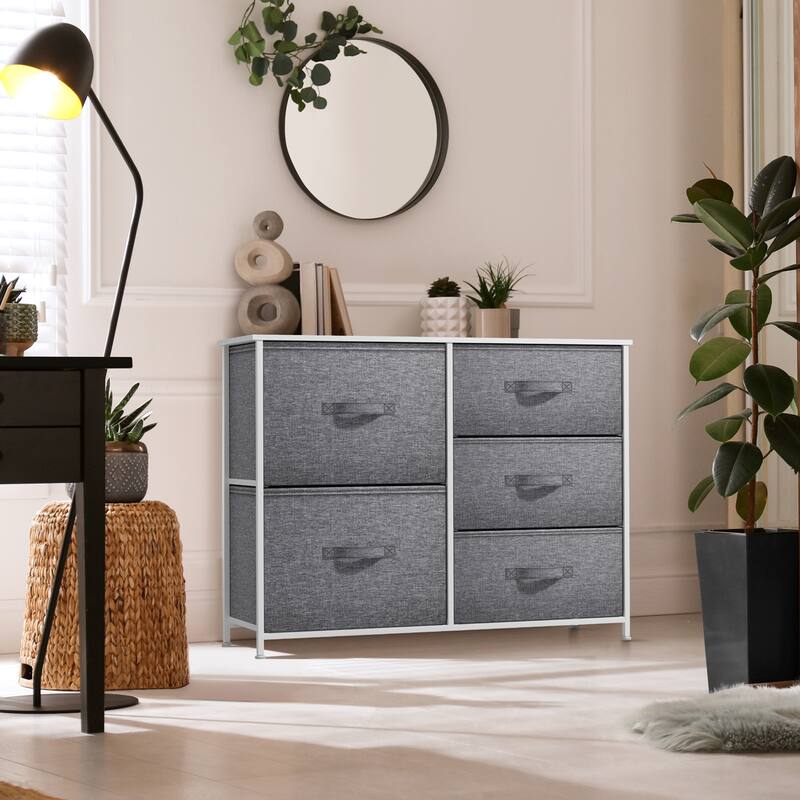 Dresser w/ 5 Drawers - Furniture Storage Tower Unit for Home, Bedroom