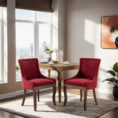 Ultra Side Dining Chair,Thickened Fabric Chairs w/Solid Wood Legs,2PCS