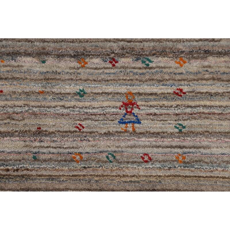 Gabbeh Oriental Area Rug Handmade Wool Carpet - 5'0" X 7'11"