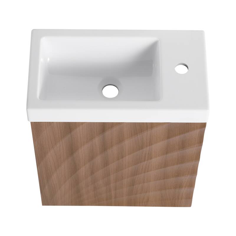 GDFStudio - Helsinki 18.5" Modern Wall-Mounted Bathroom Vanity Set with Resin Sink, Soft Closing Door & Antirust Hardware
