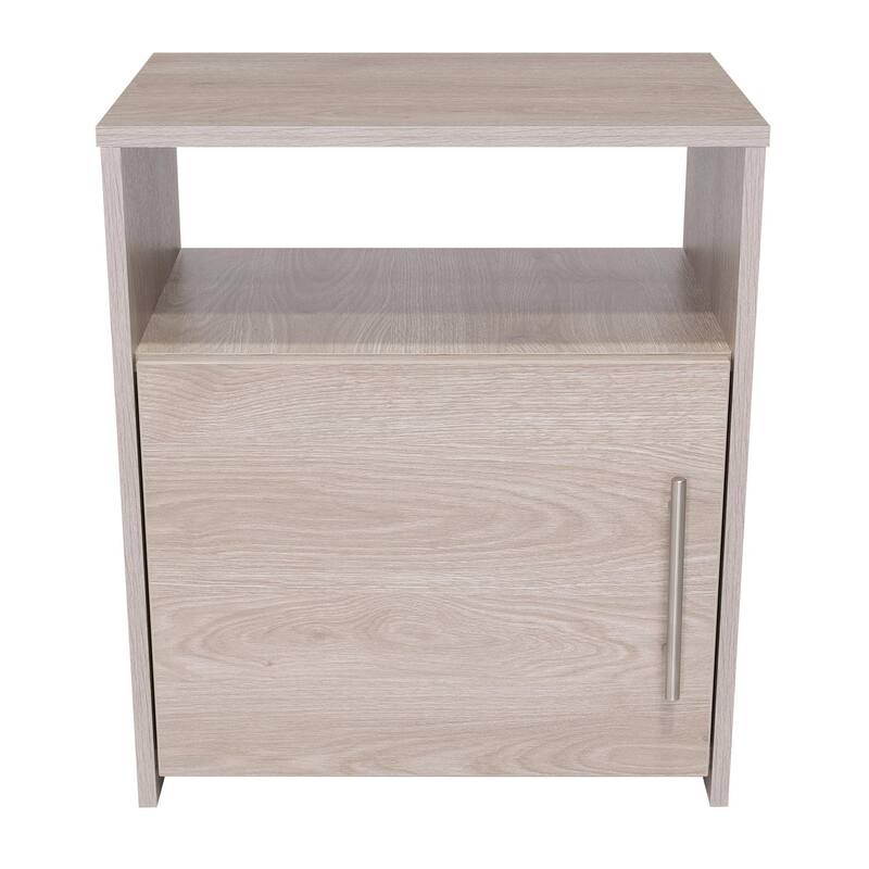 23” Modern Pine Wood Nightstand Bedside Table with Shelf and Metal Handle for Bedroom or Living Room - Grey