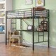 preview thumbnail 8 of 12, Twin Size Metal Loft Bed with Desk, Power Outlet and LED Lighted , Safety Guard & Ladder