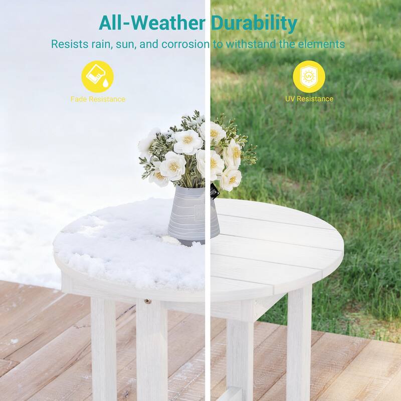 HDPE All-weather Outdoor Side Table, Easy Install Patio Table