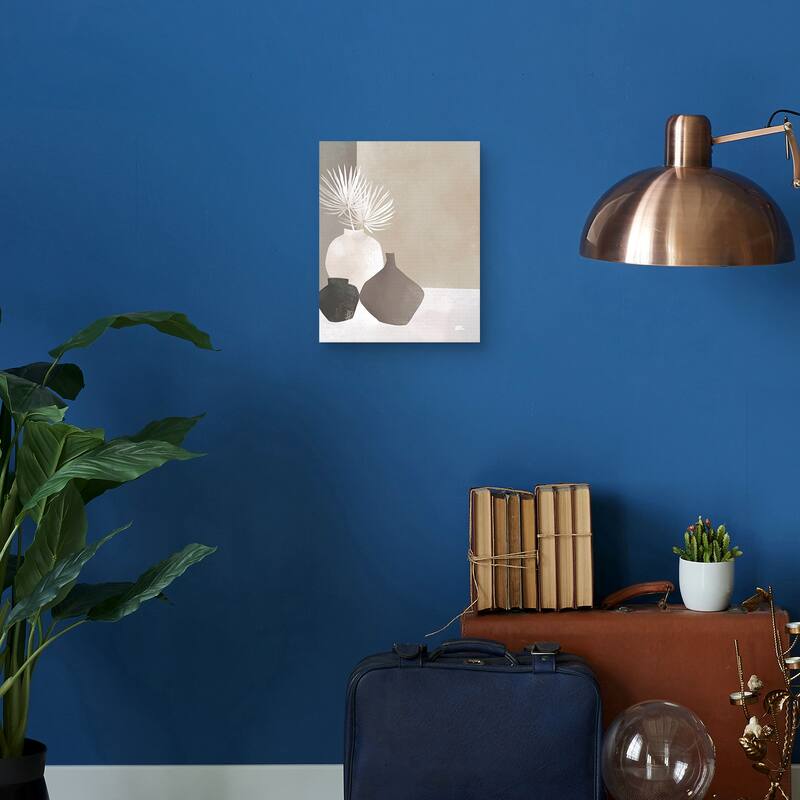 Palmettos & Pots (grey) Canvas Art Print