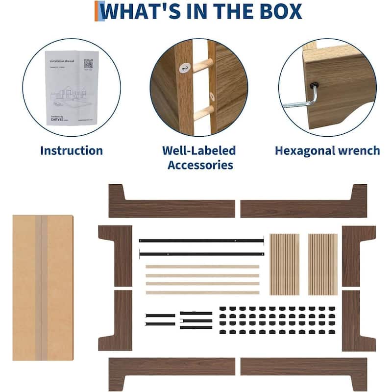Wood Platform Bed Frame, with Strong Wooden Slats