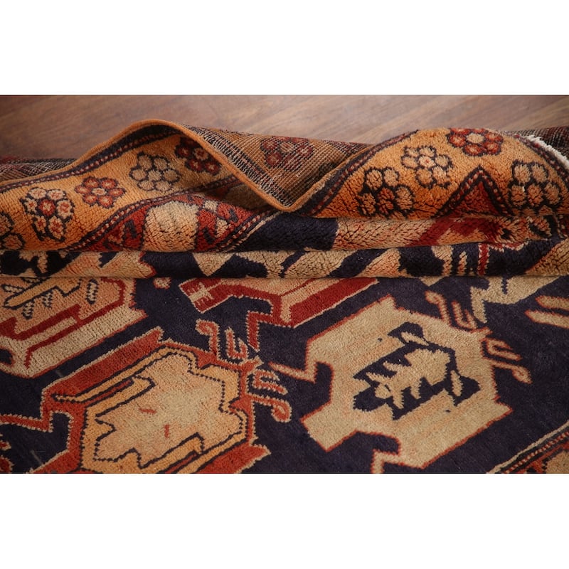 Navy Meshkin Persian Vintage Runner Rug Hand-knotted Wool Carpet - 4'3"x 10'0"