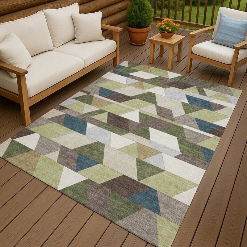 Machine Washable Indoor/ Outdoor Modern DeVaughn Chantille Rug