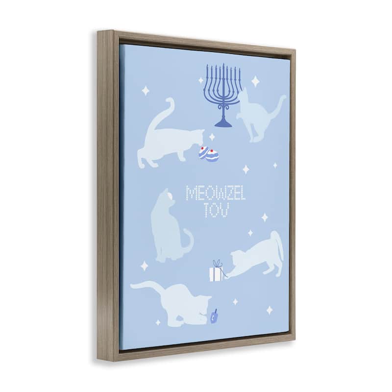 Stupell Meowzel Tov Seasonal Cats Framed Floater Canvas Wall Art Design By Lil' Rue