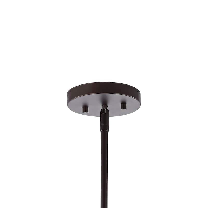 Ikon 11.25" 1-Light Industrial Farmhouse Iron/Glass LED Pendant, Oil Rubbed Bronze/Clear by JONATHAN Y