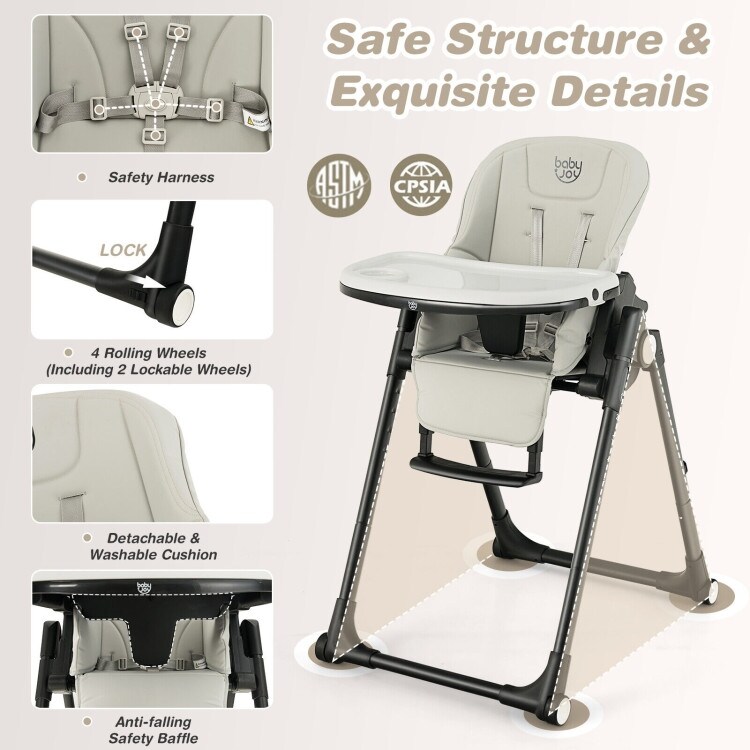 4 in 1 Baby High Chair with 6 Adjustable Heights 32