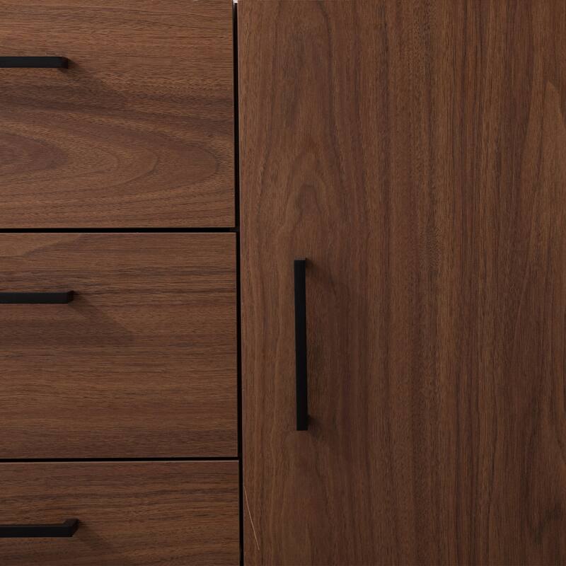 Faux Wood Sideboard with 3 Drawer Server Cabinet