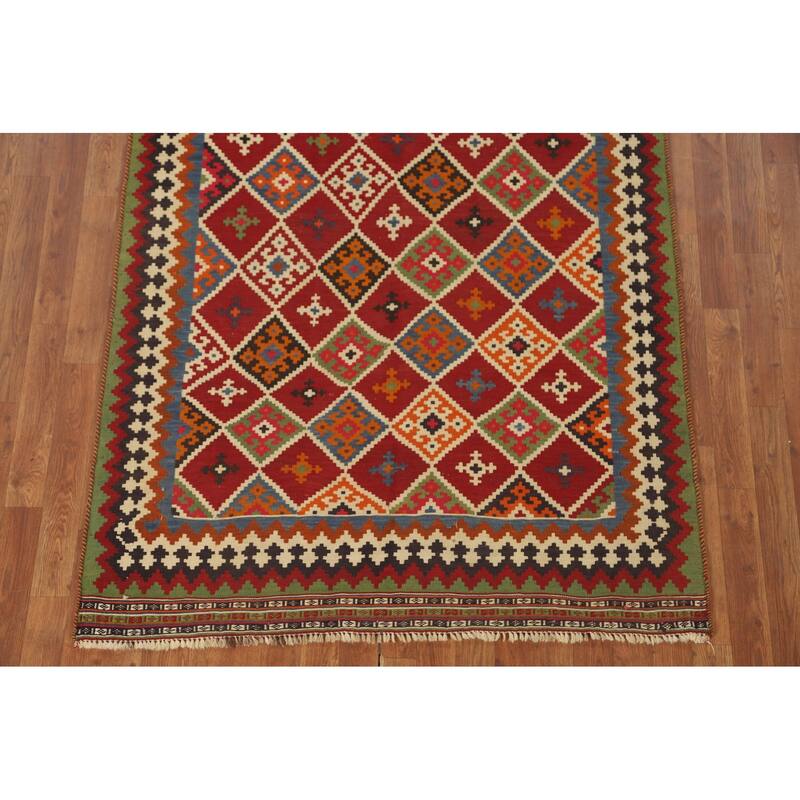 Vegetable Dye Kilim Qashqai Persian Rug Flatweave Wool Carpet - 4'5" x 8'3"