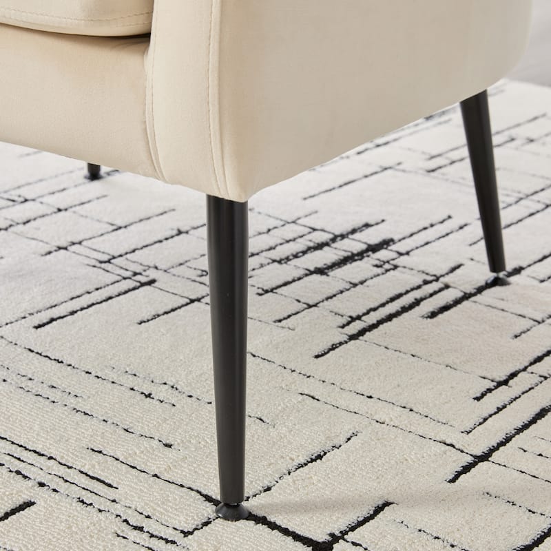 Velvet Open-Back Accent Chair with Metal Legs and Removable Cushion