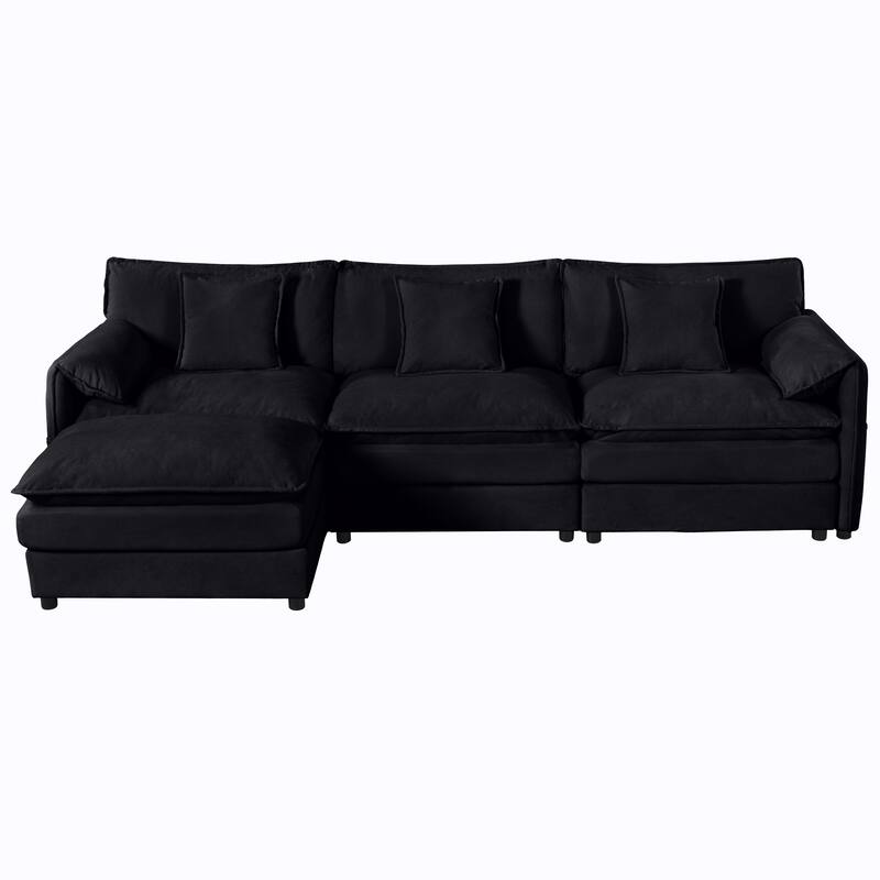 Modular Sofa DIY Combination Sofa for Living Room, Chenille Sectional Sofa Deep Seat Couch Set with Ottoman