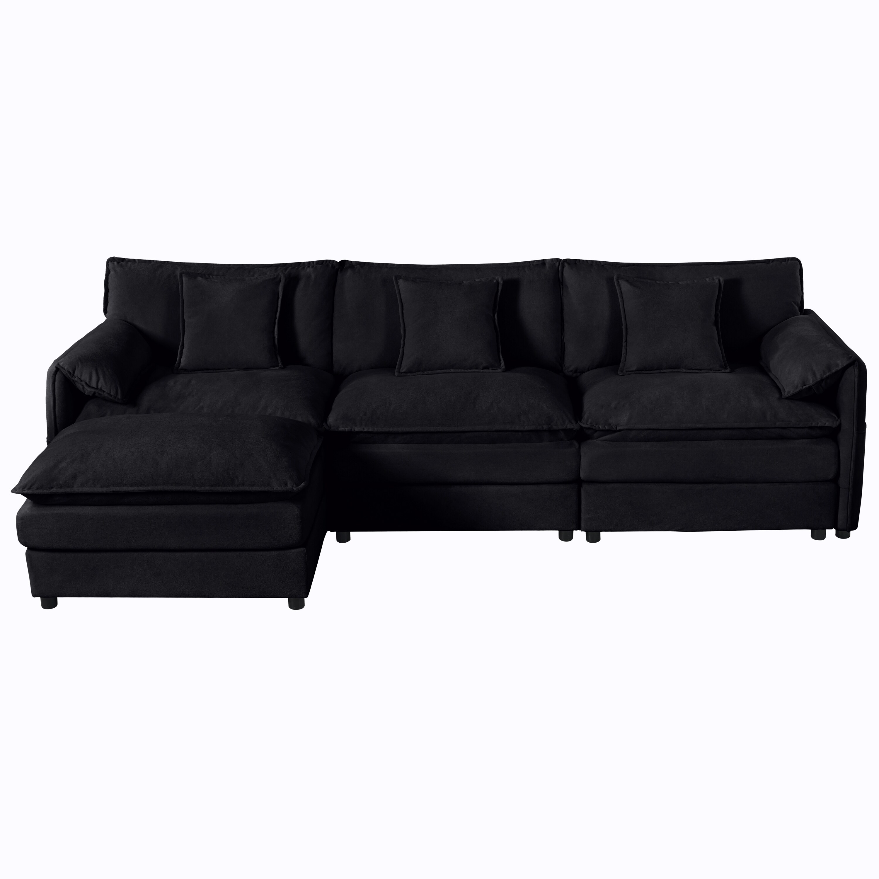 Oversized Modular 3 Seater L Shaped Sectional Sofa, Chenille Deep Seat Cloud Couch Set with Ottoman, DIY Combination