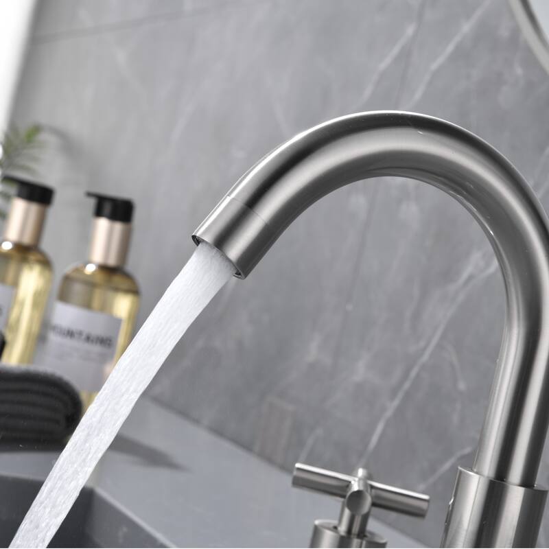 Luxury Gold / Nickel / Black 360 Swivel Bathroom Faucet Widespread with 2 Cross Handles