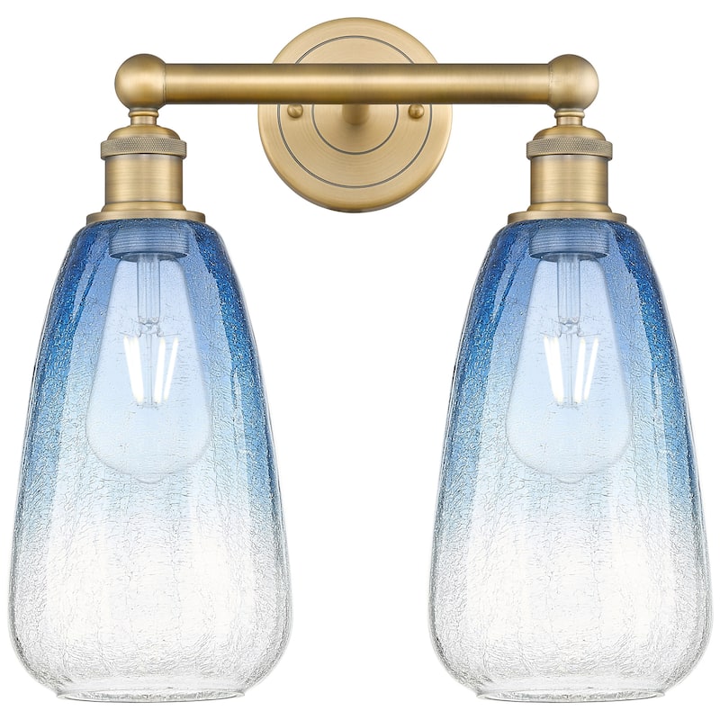 Innovations Lighting 616-2W-16-15 Brookhaven Almond Vanity Brookhaven - Brushed Brass / Sapphire Blue