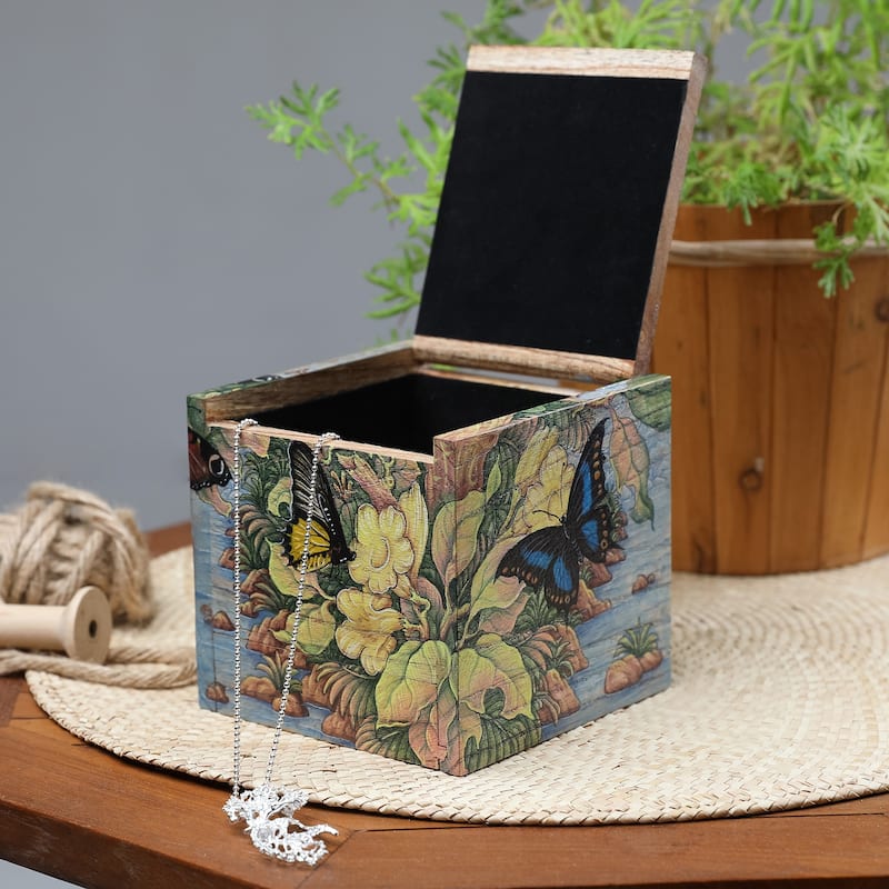 Novica Handmade Tropical Forest Wood Jewelry Box