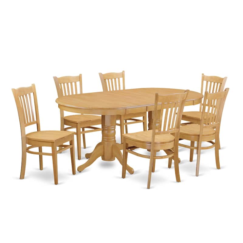 East West Furniture Dining Table Set- an Oval Wooden Table with Pedestal Leg and Dining Room Chairs, Oak(Pieces Option)