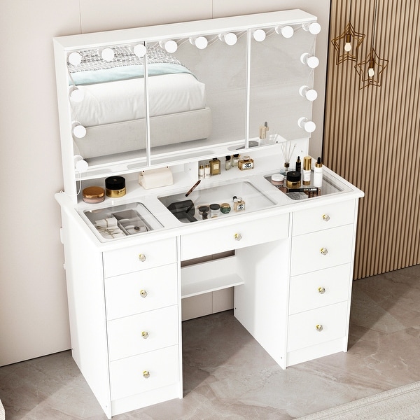 照明付き化粧台-Dressing table with lighting Amazon.co.jp: Tiptiper ヴィンテージ 化粧台 化粧台 鏡 LEDライト10個