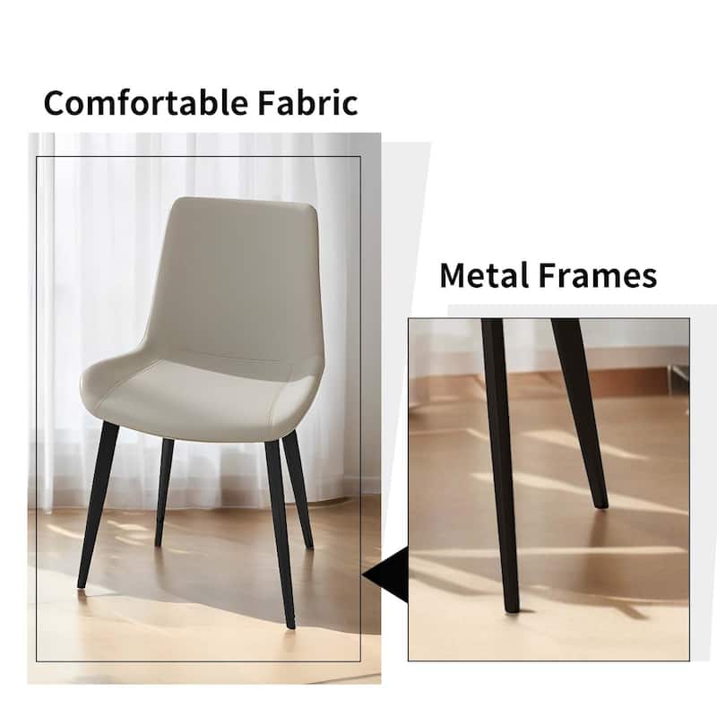 Dining Chair Set of 4, PU Kitchen Upholstered Chairs with Metal Leg