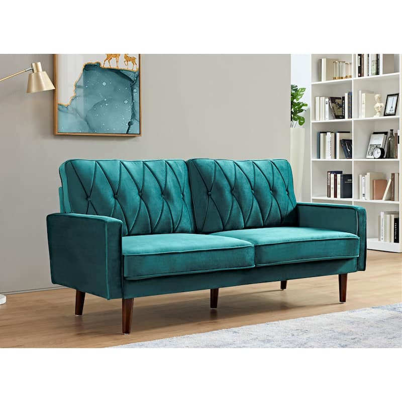 Feemster 69.3" Wide Velvet Tufted Cushion Back Sofa - Green