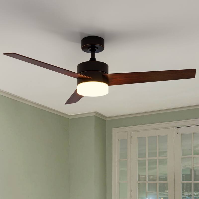 Modern Ceiling Fan with Adjustable LED Light and Remote Control, with 3 Blades - 52"