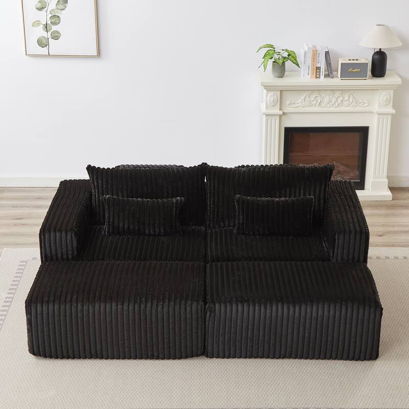 Oversized 87" Modular Sectional Lounge Chaise with 2 Ottoman