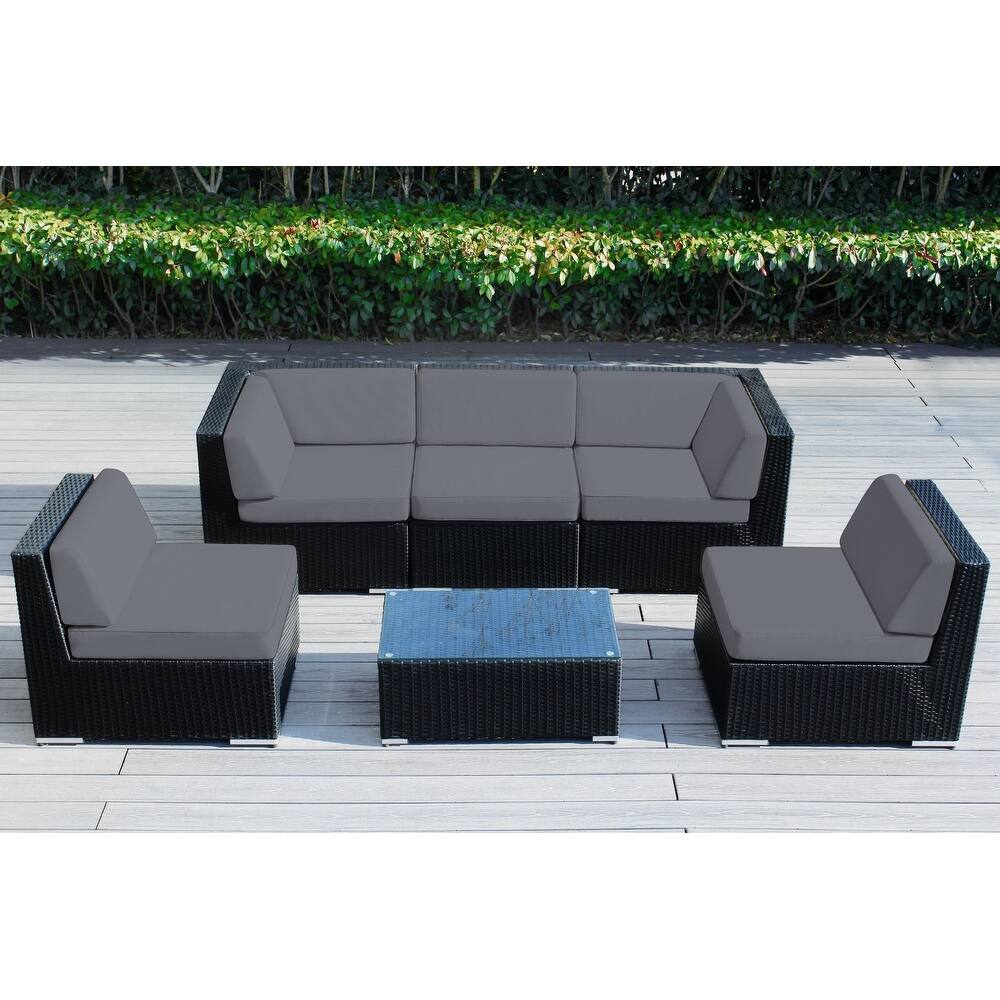 Ohana Outdoor 6-pc. Cushioned Black Wicker Conversation Set - No Assembly