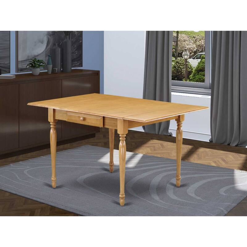 Rectangular Dining Table with Drop Leaves - 36x54 Inch Oak Finish Kitchen Dining Table - 36
