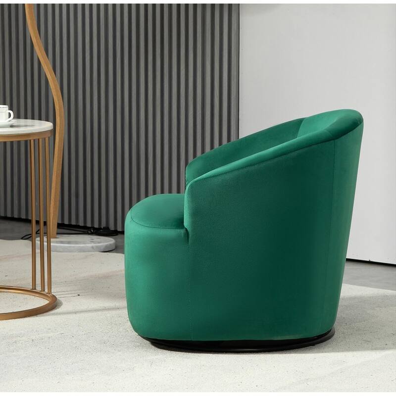 Accent Chair with Barrel-shaped Design and 360 Degree Swivel Feature