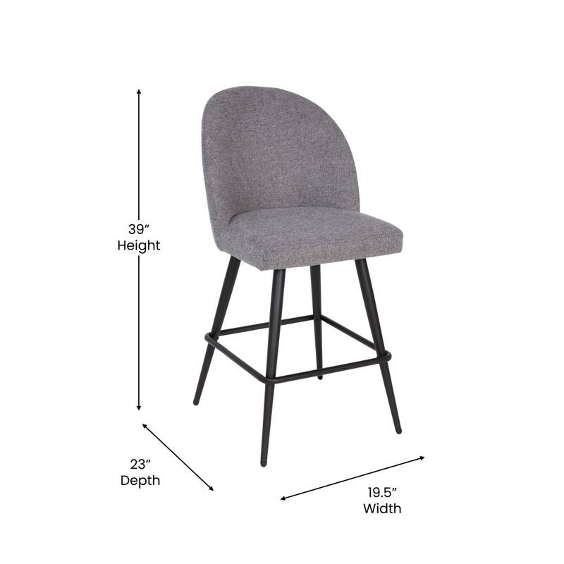 Set of 2 Upholstered Counter Stools with Steel Frames