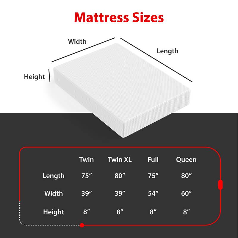 O-Sleep 8" Gel Memory Foam Mattress in a Box with CertiPUR-US and OEKO-TEX