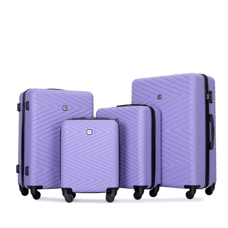 ABS Lightweight Suitcase with Rotating Wheels,TSA lock,4-piece Purple Luggage