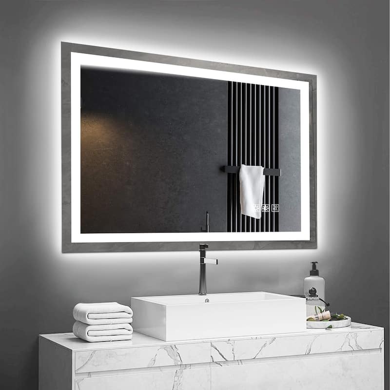 48" x 36" Rectangular Frameless Dimmable Wall Mounted LED Bathroom Vanity Mirror - 48" x 36"
