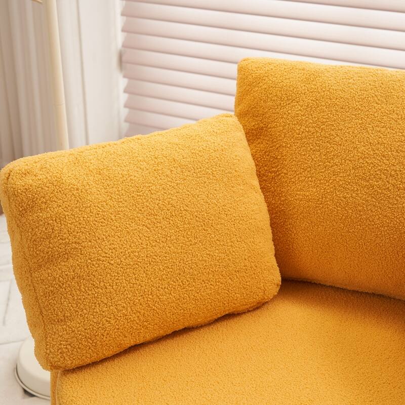 Teddy Fabric Swivel Storage Chair With Back Cushion