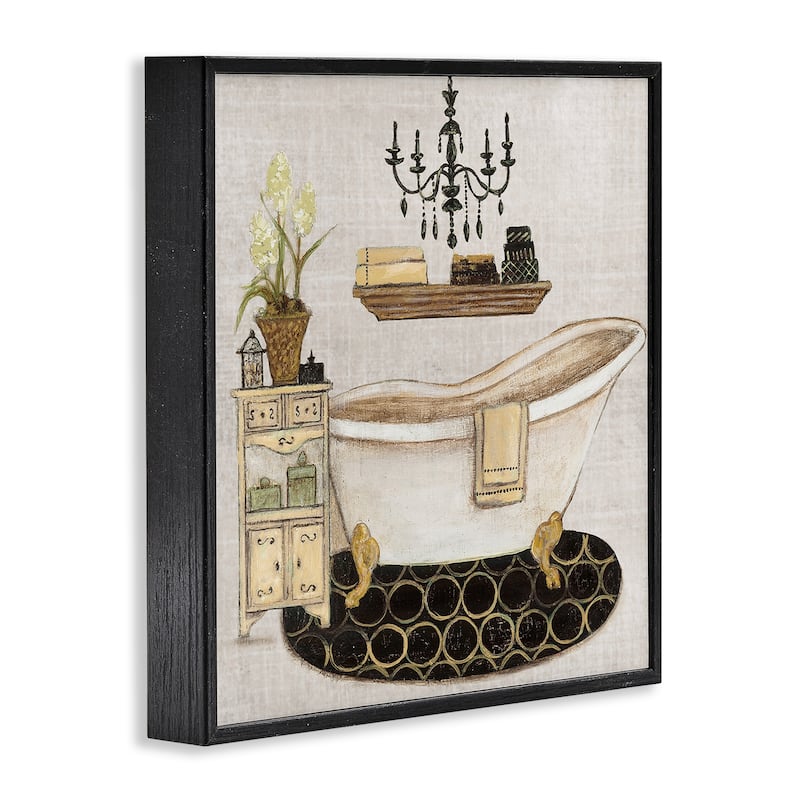 Stupell Serene Vintage Bathtub Framed Giclee Art Design By Janet Tava
