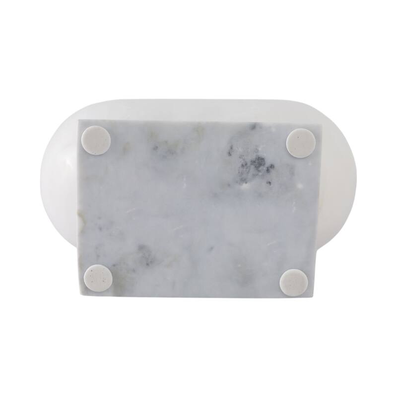 Stone Decorative Bowl Pedestal Base Polished Finish - 5" White - 12" x 6" x 5"