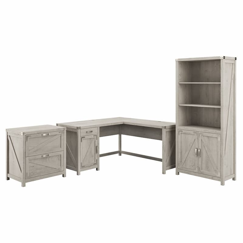 Knoxville 60W L-Desk with File Cabinet and Bookcase by Bush Furniture